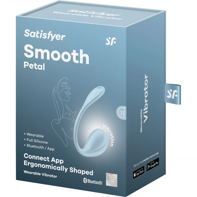 виброяйцо satisfyer smooth petal connect app, голубое, 6,5 см в Краснодаре