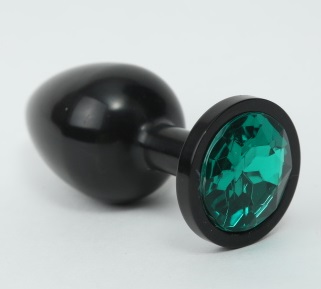 анальная пробка металл черная с зеленым стразом 8,2х3,5см 47411-6mm в Краснодаре