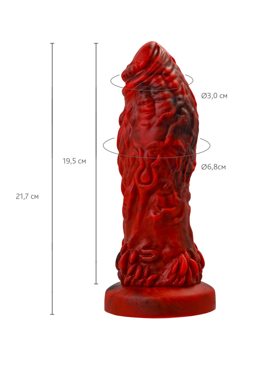 вибратор black&red by toyfa monster docus, силикон, красно-черный, 20 см в Краснодаре