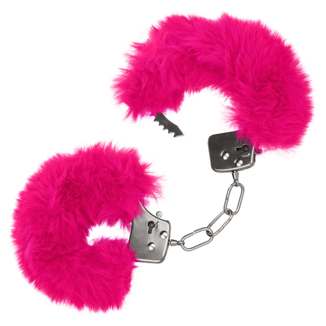 металлические наручники с искусственным мехом ultra fluffy furry cuffs-pink в Краснодаре