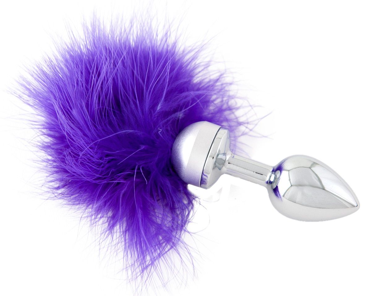 анальная втулка metal by toyfa, металл, серебряная, с фиолетовой опушкой, 17 см, ø 2,9 см, 165 г в Краснодаре