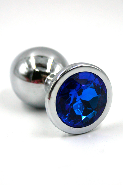 анальная пробка "medium" хромированная dark blue в Краснодаре