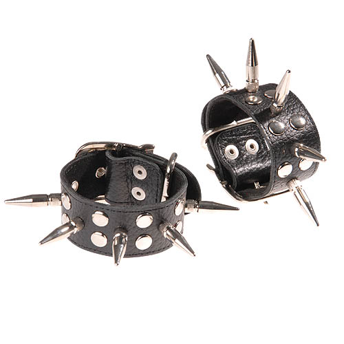 наручники кожаные черные с шипами и заклепками 3056-1 в Краснодаре