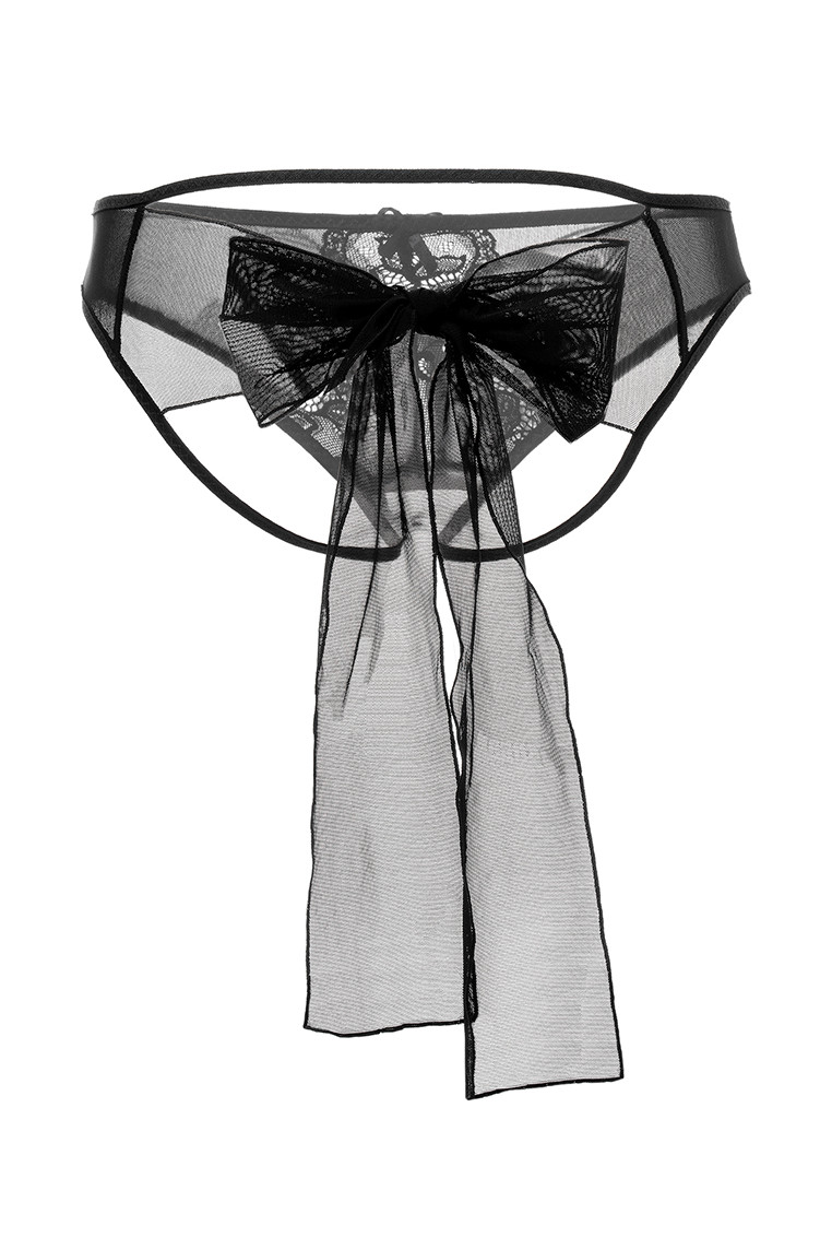 Эротическое эротические трусики с бантом erolanta mia, чёрные в Краснодаре