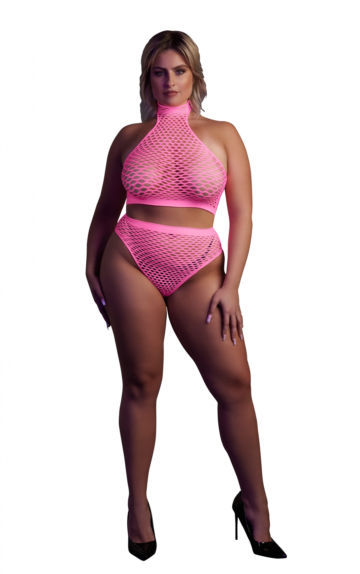 Эротическое топ и трусики turtle neck and high waist slip - pink - xl/xxxxl в Краснодаре