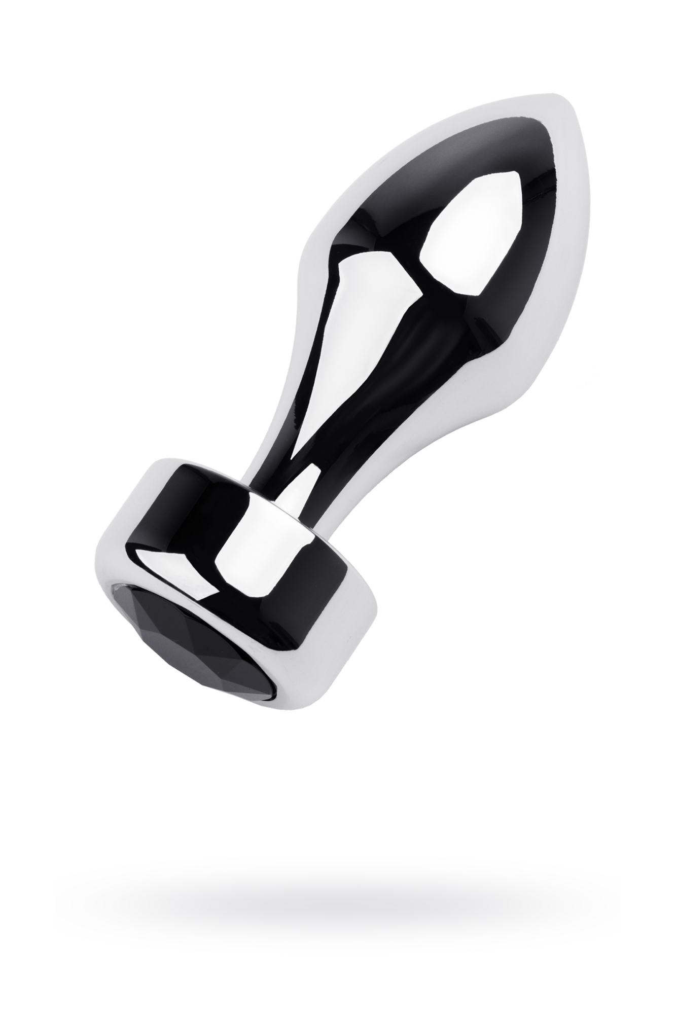 Анальная втулка Metal by TOYFA, металл, серебряная, с чёрным кристаллом, 10,8 см, Ø 4 см, 200 г