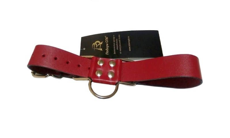 наручники декоративные ременные с полукольцом подиум 3 см, красные в Краснодаре