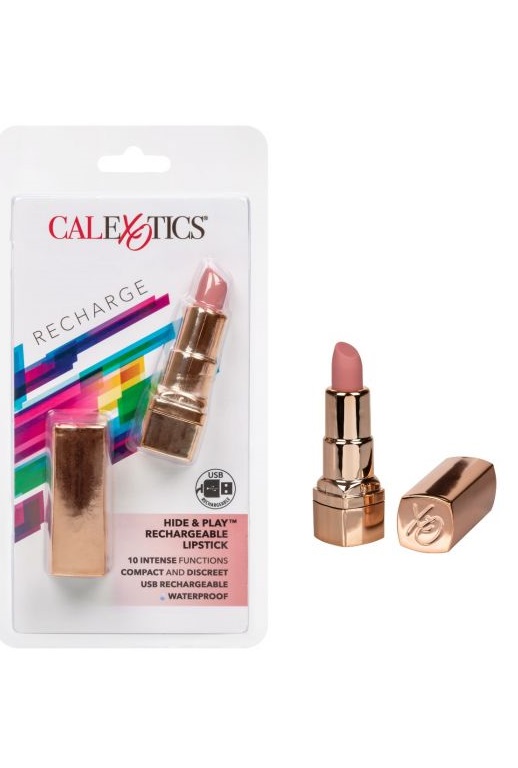 Перезарежаемый миниатюрный вибромассажер в виде помады Hide & Play Rechargeable Lipstick