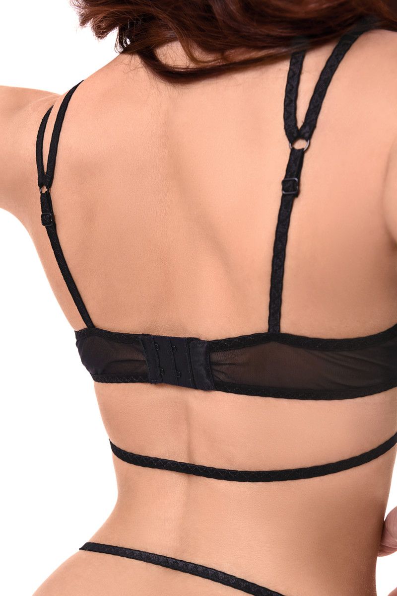 Эротическое боди с кружевом жабо erolanta eva, черное в Краснодаре