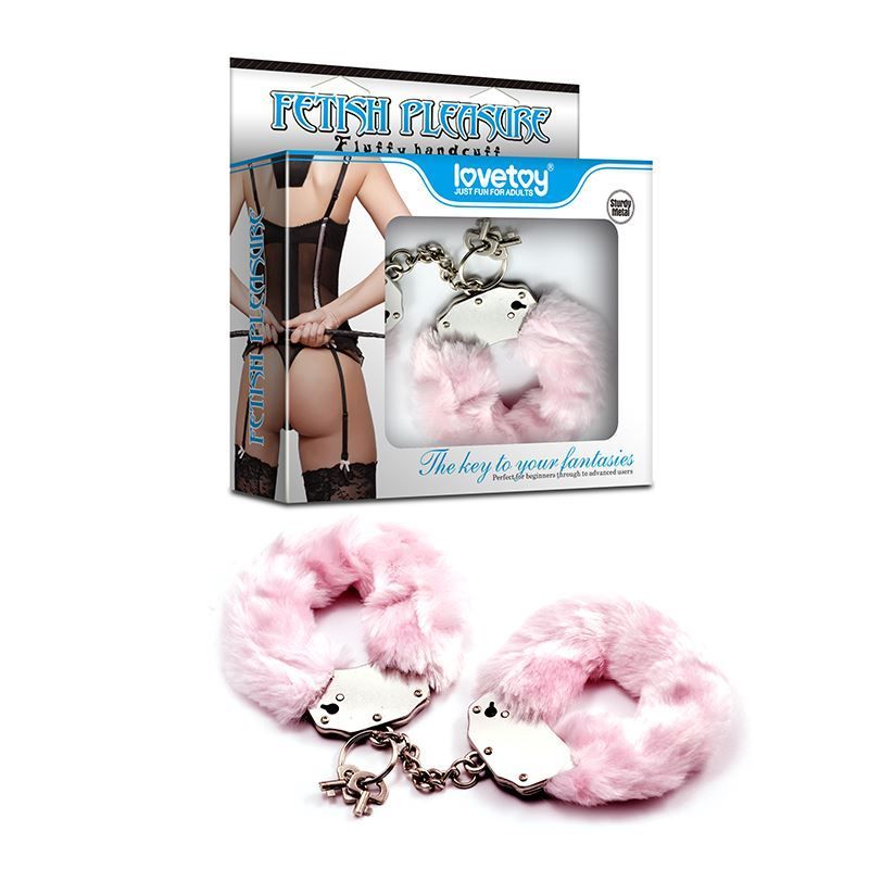 наручники декоративные lovetoy fetish pleasure fluffy handcuffs, розовые в Краснодаре