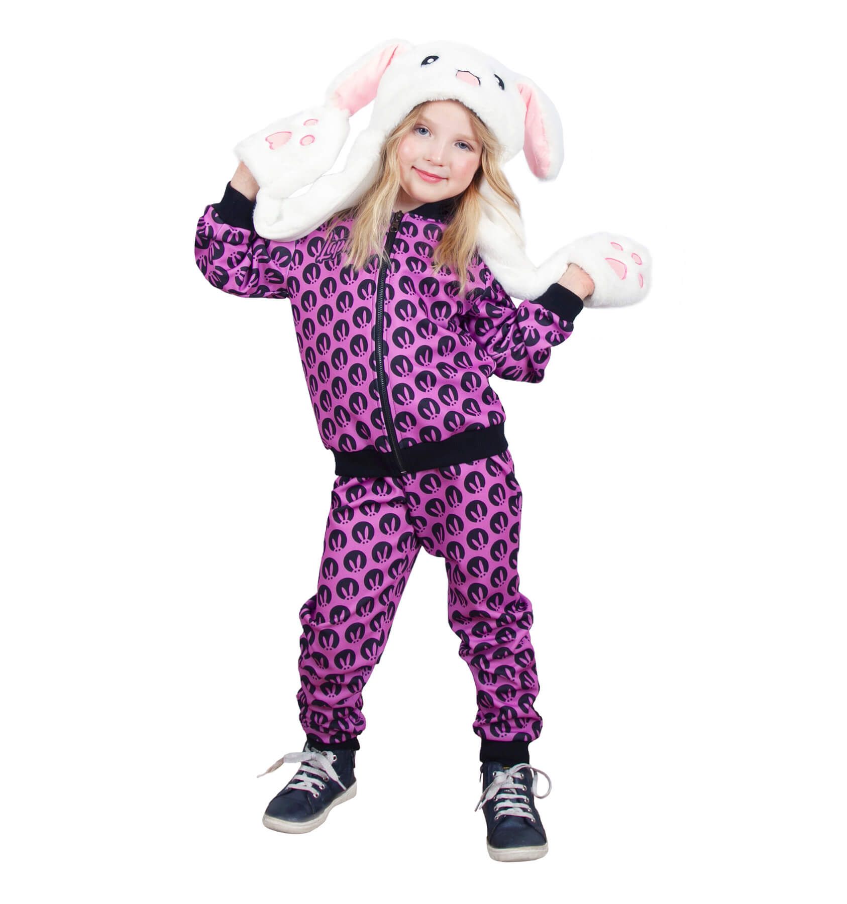 Шапка-зайка с двигающимися ушами, белая