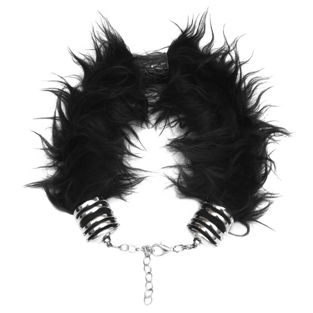 ошейник округлый, меховой, чёрный в Краснодаре