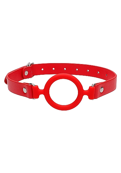 кляп-кольцо с кожанными ремешками  silicone ring gag - with leather straps в Краснодаре