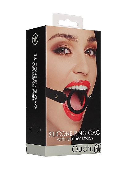 кляп-кольцо с кожанными ремешками  silicone ring gag - with leather straps в Краснодаре