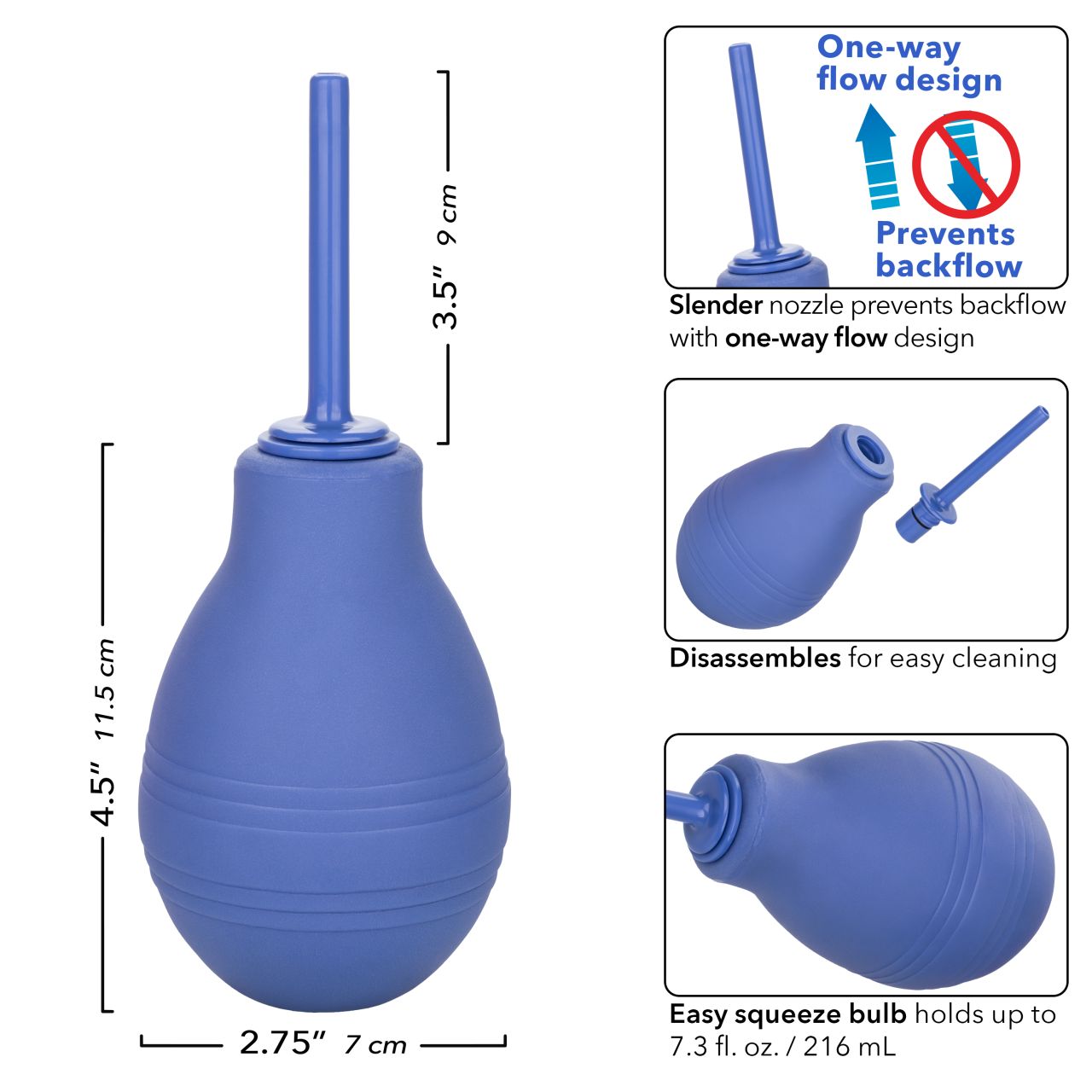 анальный душ cheeky one-way flow douche (синий) в Краснодаре