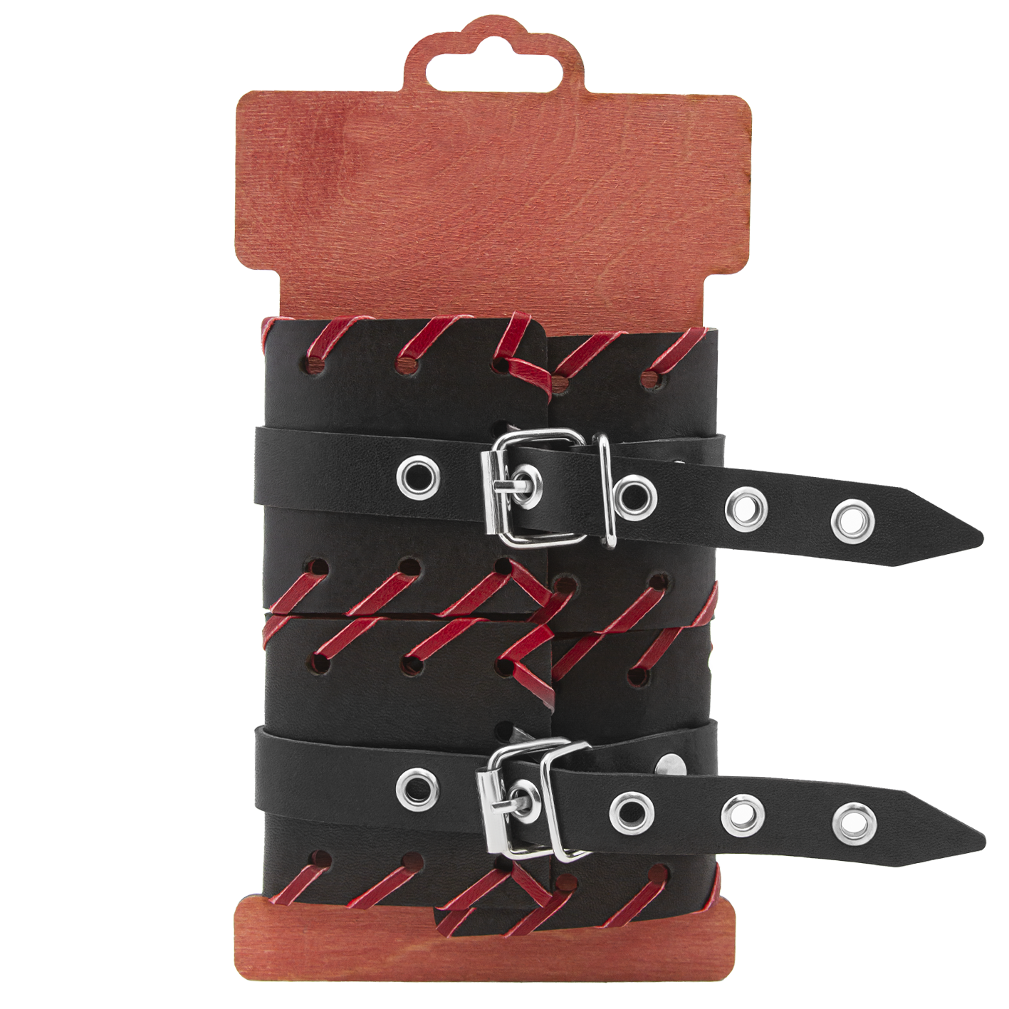 оковы кожаные pinkrabbit с красной окантовкой, черные в Краснодаре