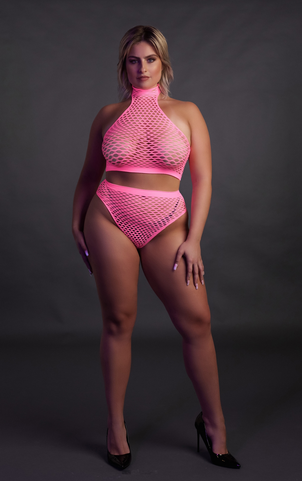 Эротическое топ и трусики turtle neck and high waist slip - pink - xl/xxxxl в Краснодаре