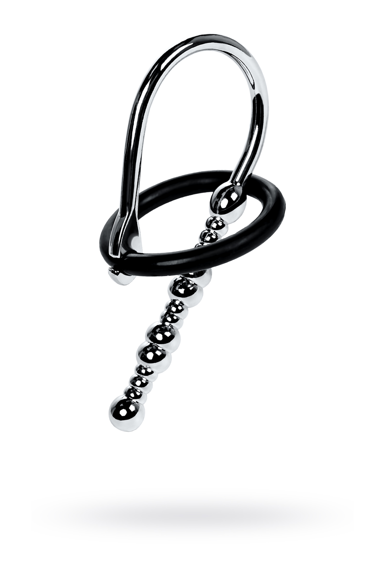 Уретральный плаг-бусины TOYFA Metal  с мягким фиксириющим кольцом, серебряный, 5 см