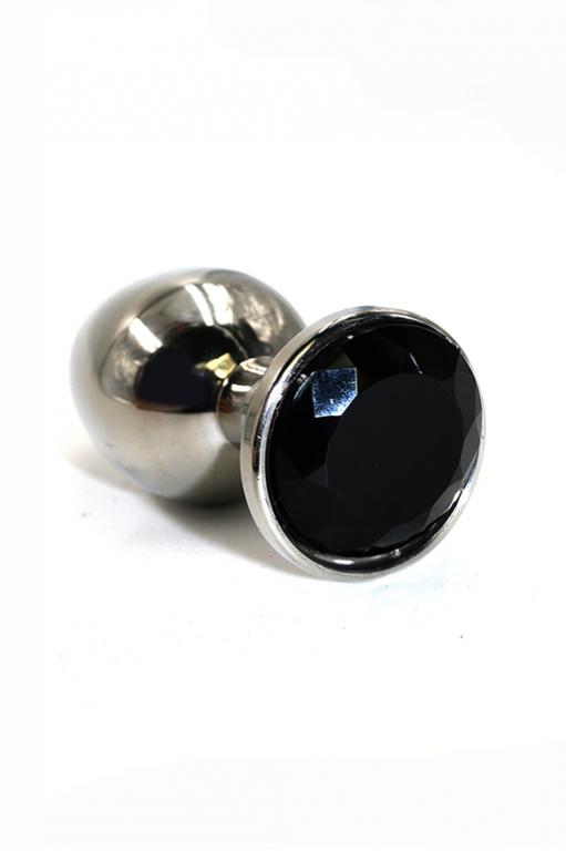 анальная пробка из аллюминия с черным кристаллом (medium) в Краснодаре