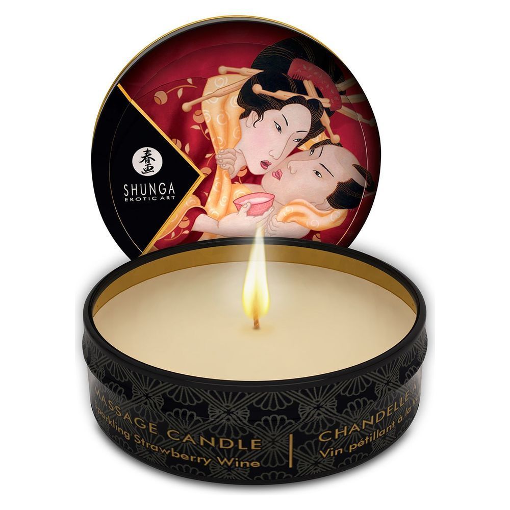 массажная свеча shunga mini massage candle sparkling strawberry wine, 30 мл в Краснодаре