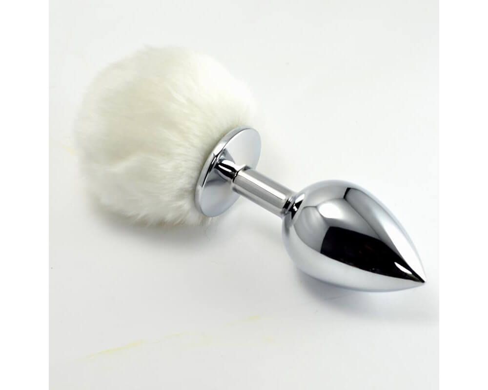 Анальная пробка Lovetoy с кроличьим хвостом, белая