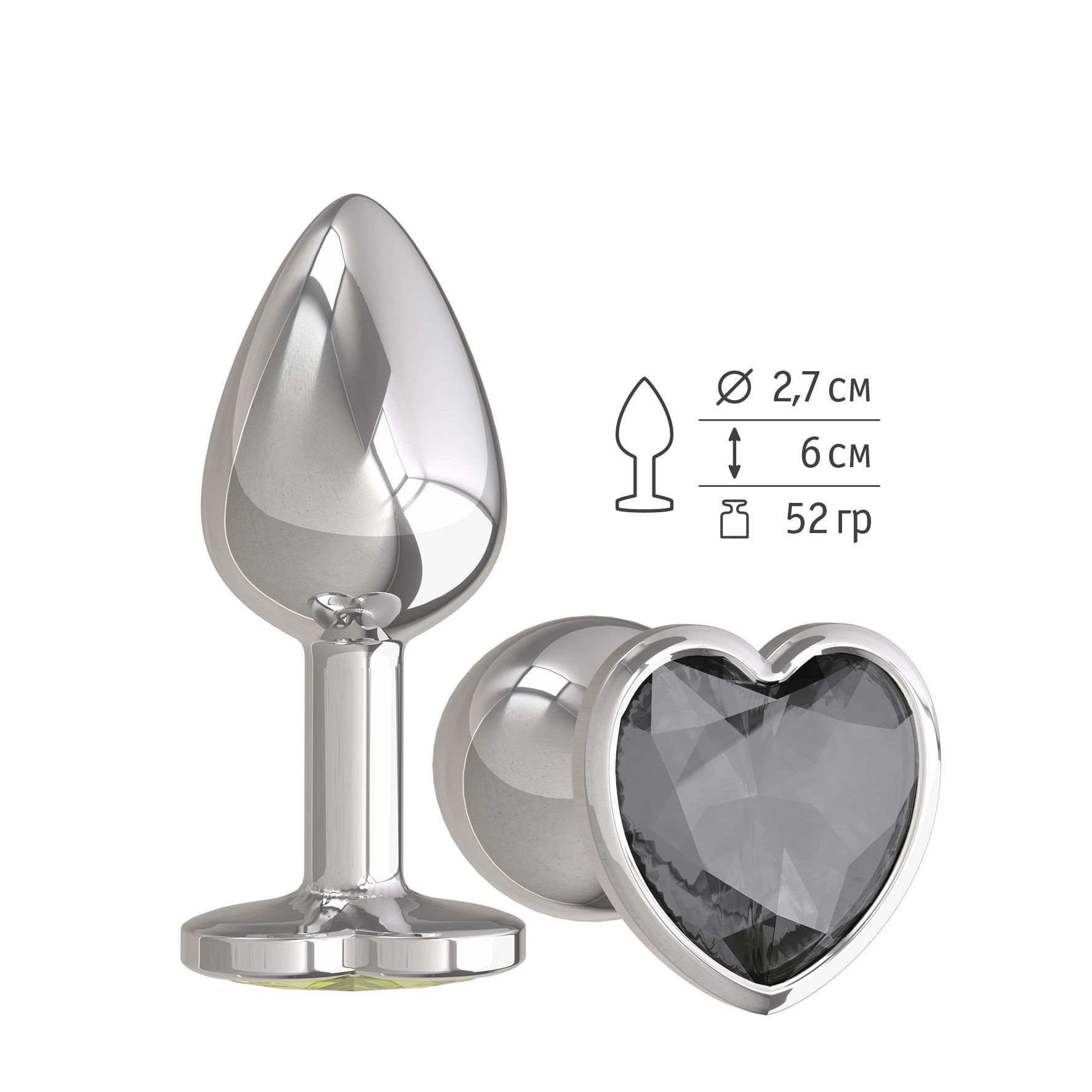 Втулка анальная Silver с черным кристаллом