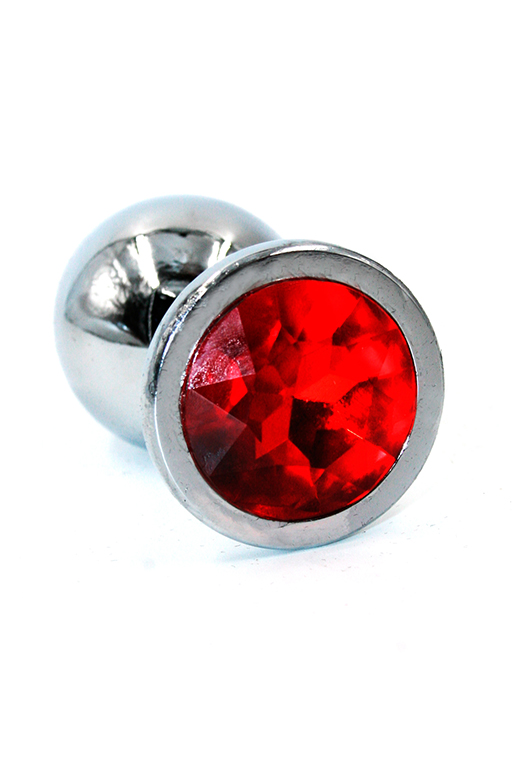 анальная пробка "medium" хромированная red в Краснодаре