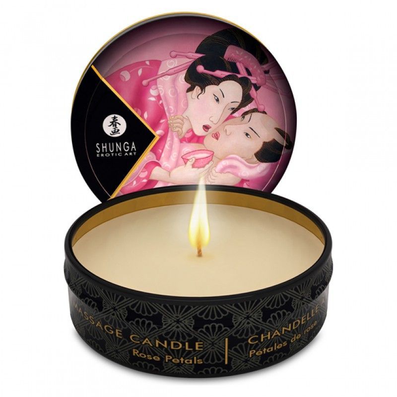 массажная свеча shunga mini massage candle rose petals, 30 мл в Краснодаре