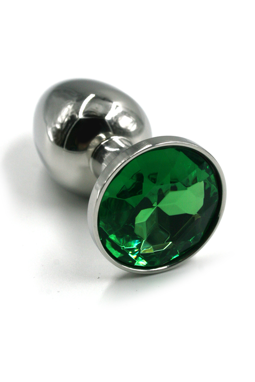 анальная пробка из аллюминия с зеленым кристаллом (medium) в Краснодаре
