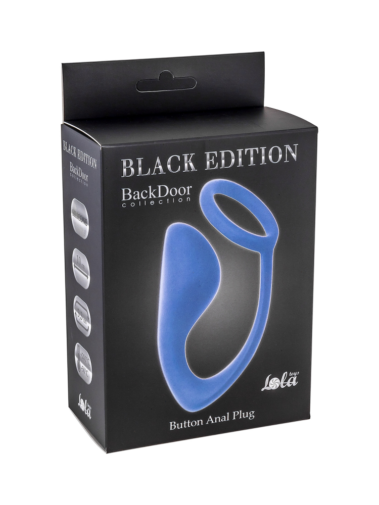 Мужской анальный стимулятор с кольцом на пенис Button Anal Plug Blue 4216-03Lola
