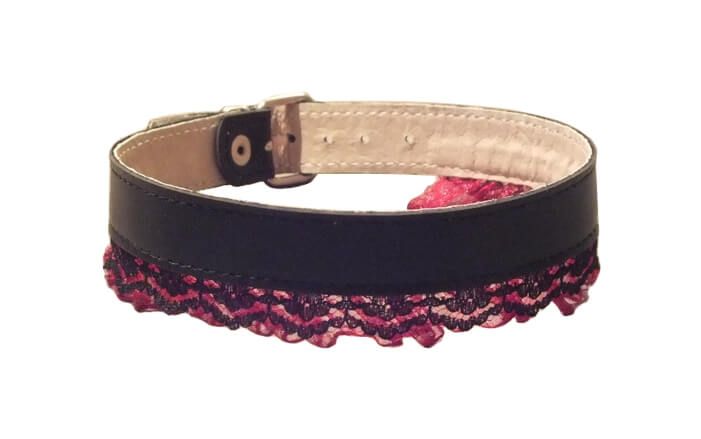 ошейник подиум с черно-бордовым кружевом в Краснодаре