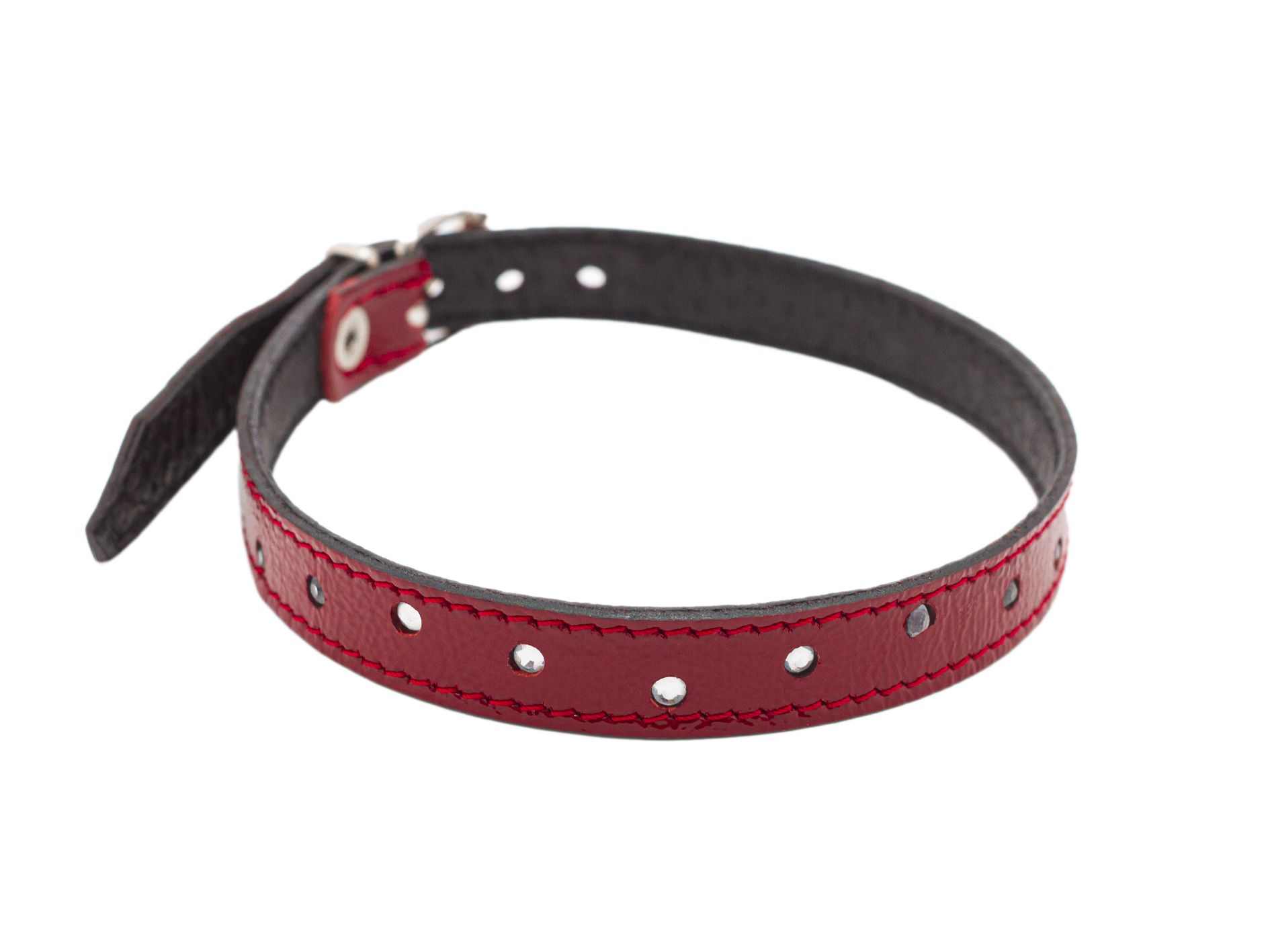 ошейник лаковый pinkrabbit со стразами, красный в Краснодаре