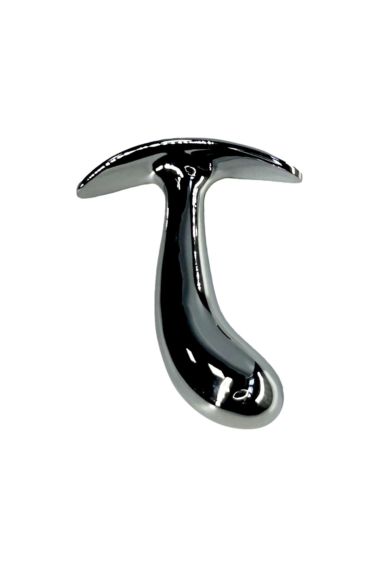 серебристая изогнутая анальная пробка для ношения c голубым кристаллом (small) в Краснодаре