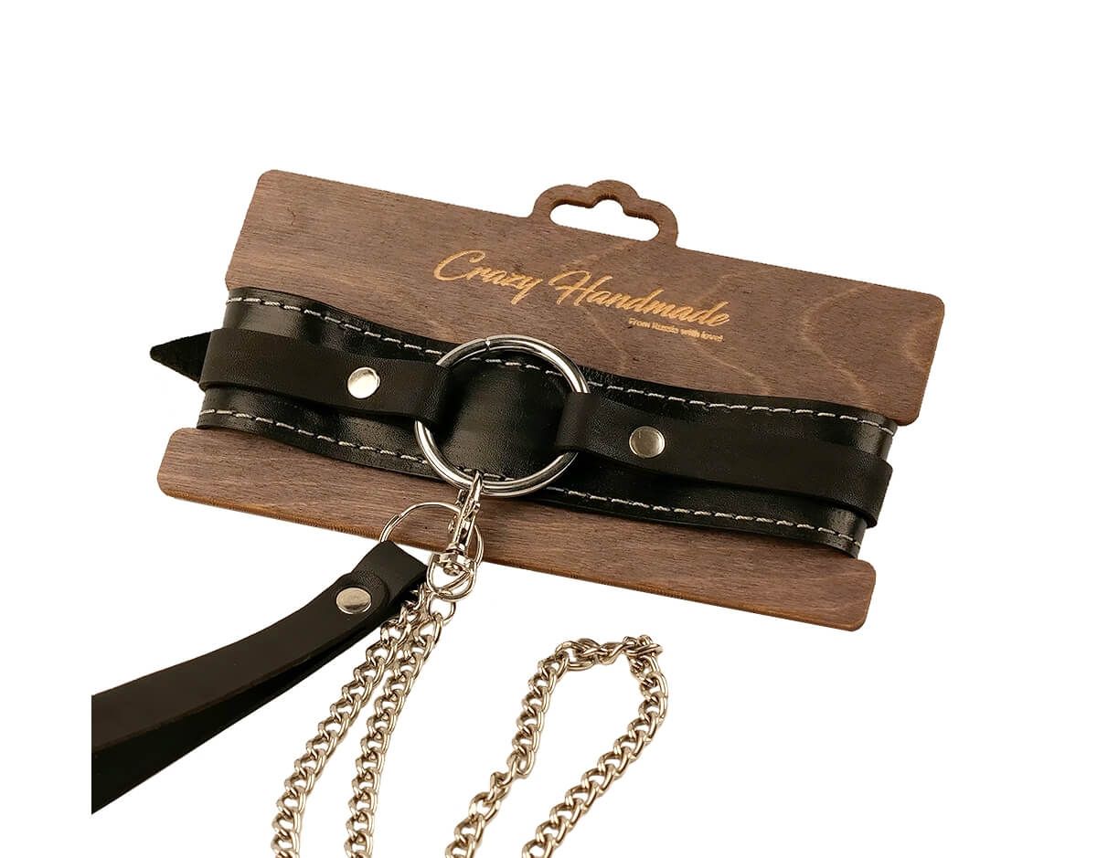 Ошейник-чокер PinkRabbit из мягкой кожи, чёрный