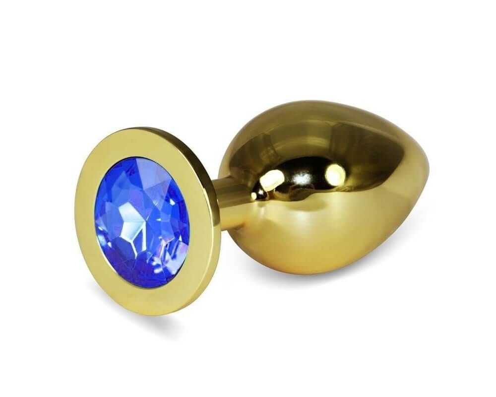 Анальная пробка Lovetoy Rosebud Classic L, с синим камнем