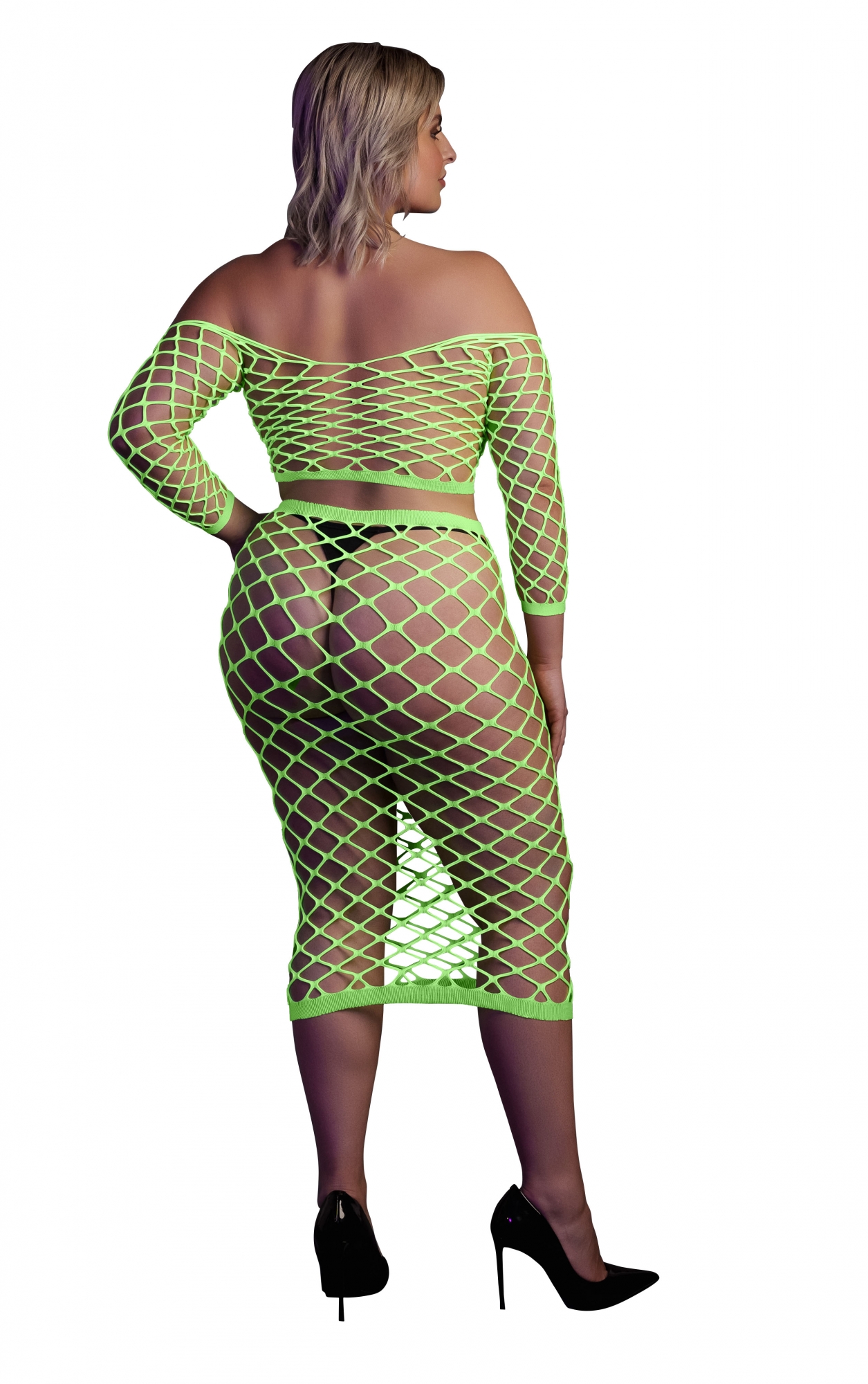 Эротическое топ с нижней юбкой long sleeve crop top and long skirt - green - xl/xxxxl в Краснодаре