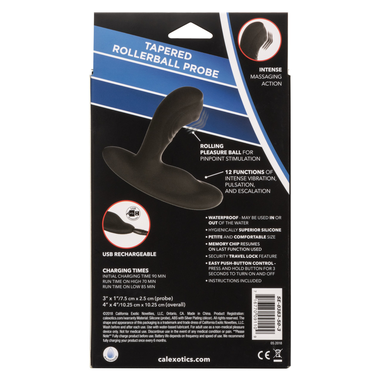 перезарежаемый силиконовый массажер простатыtapered roller ball probe с функцией "вращающийся шарик" в Краснодаре