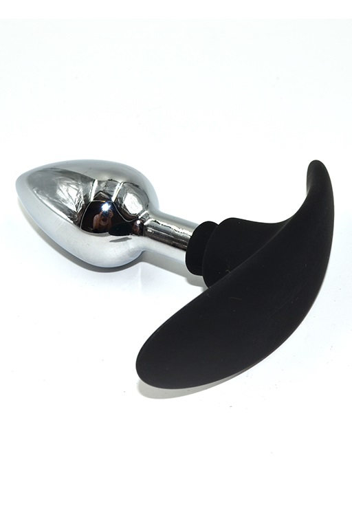 серебряная анальная пробка для ношения с основанием из силикона в Краснодаре