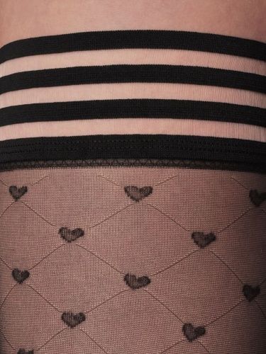 Эротическое чулки mirey с силиконовой резинкой и рисунком "сердечки" sweet 20 в Краснодаре