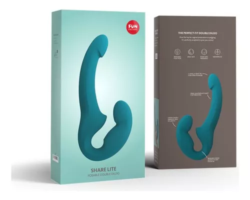 Анатомический безремневой страпон FF SHARE LITE (бирюзовый)/25501