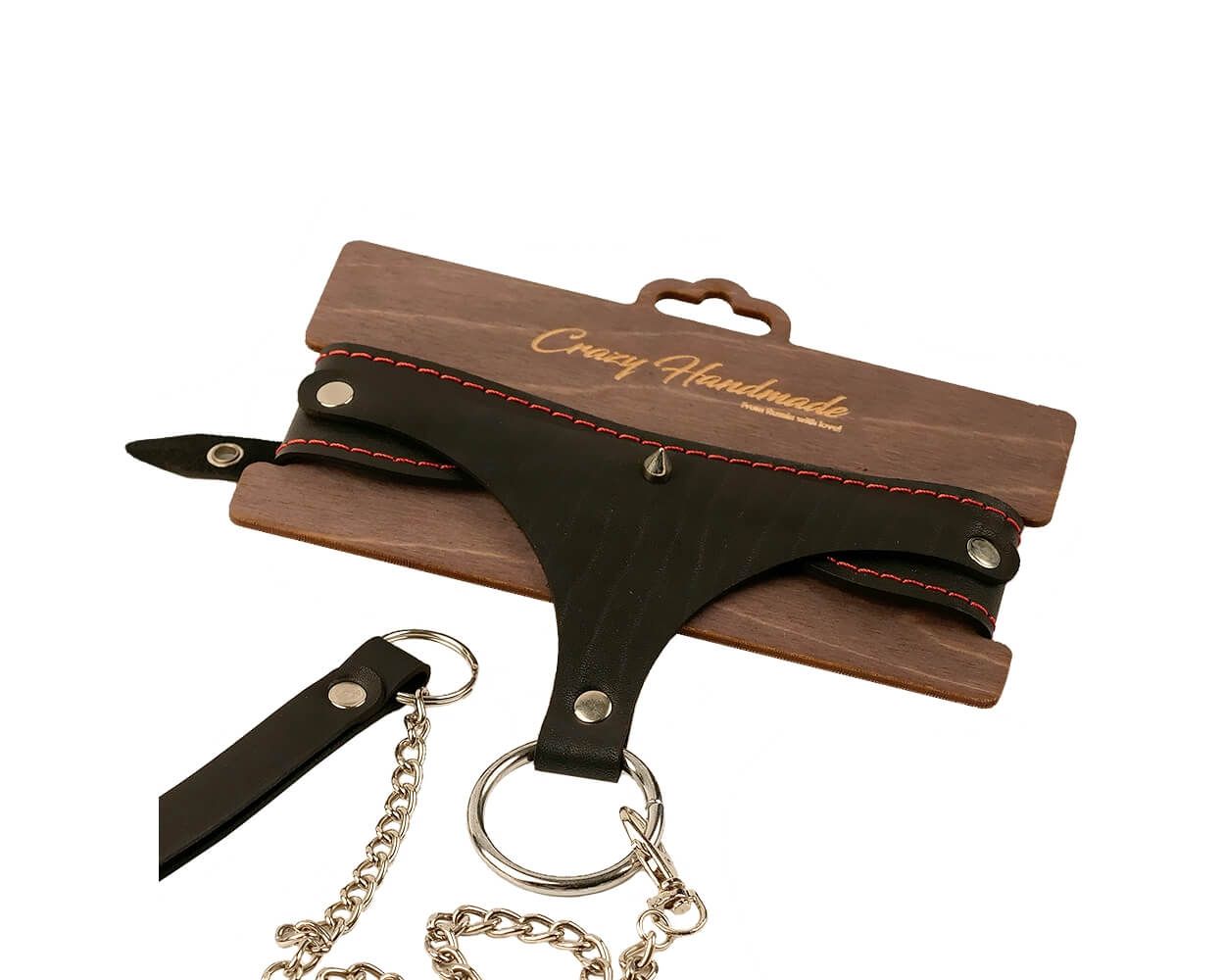 Ошейник PinkRabbit с контрастной строчкой, чёрный