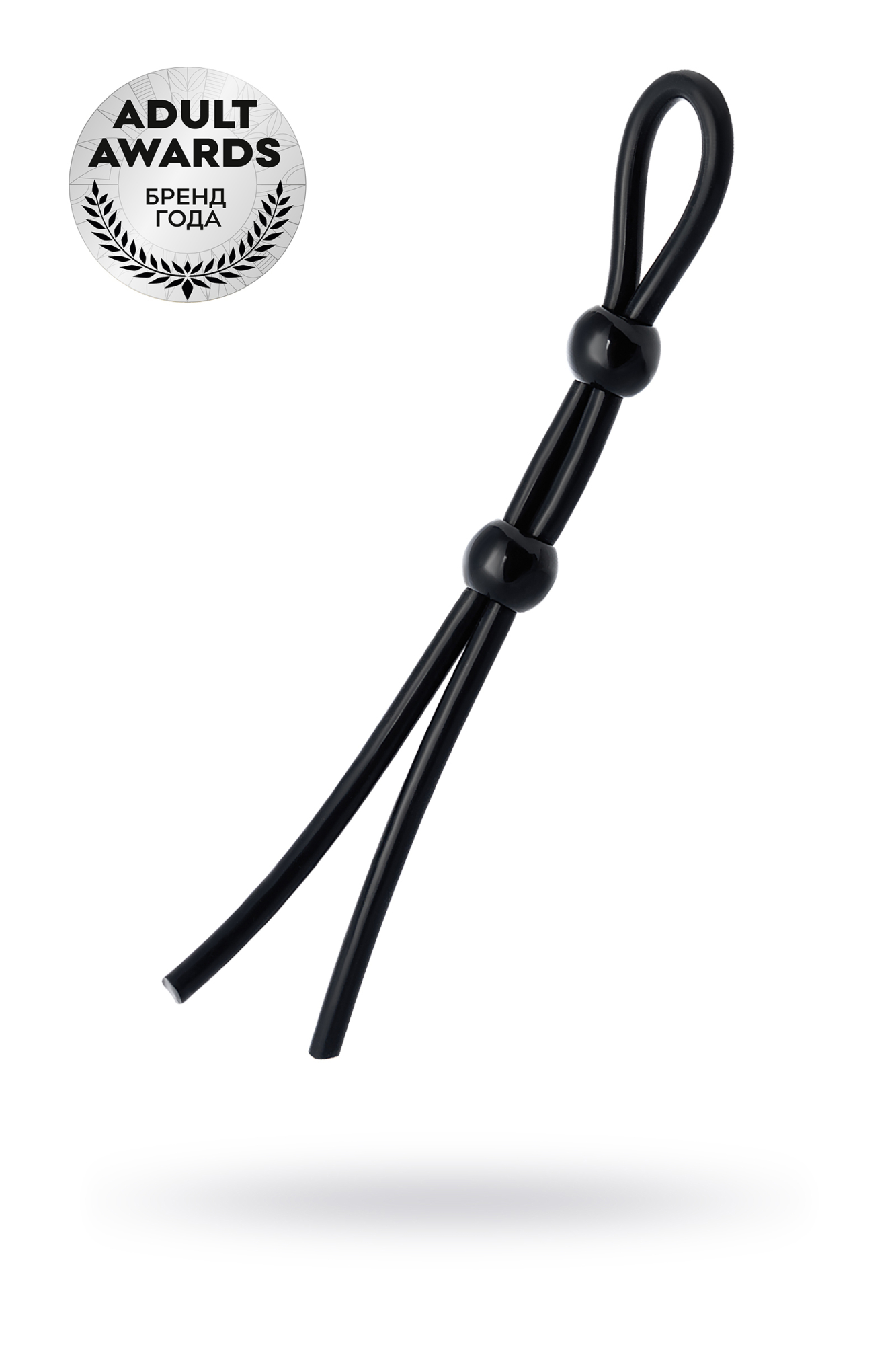 Лассо на пенис A-toys by TOYFA с двумя бусинами, силикон, черное, 19,5 см
