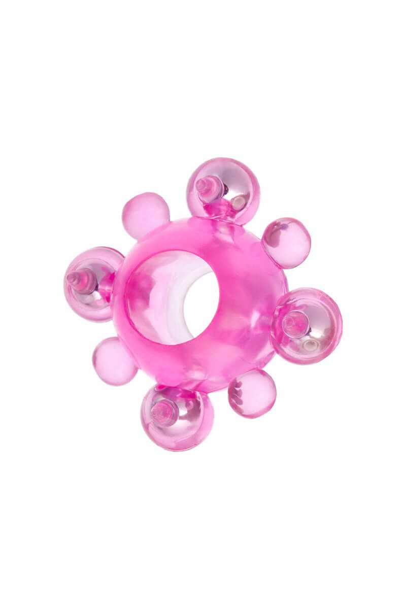 Кольцо эрекционное TOYFA с бусинами, розовое