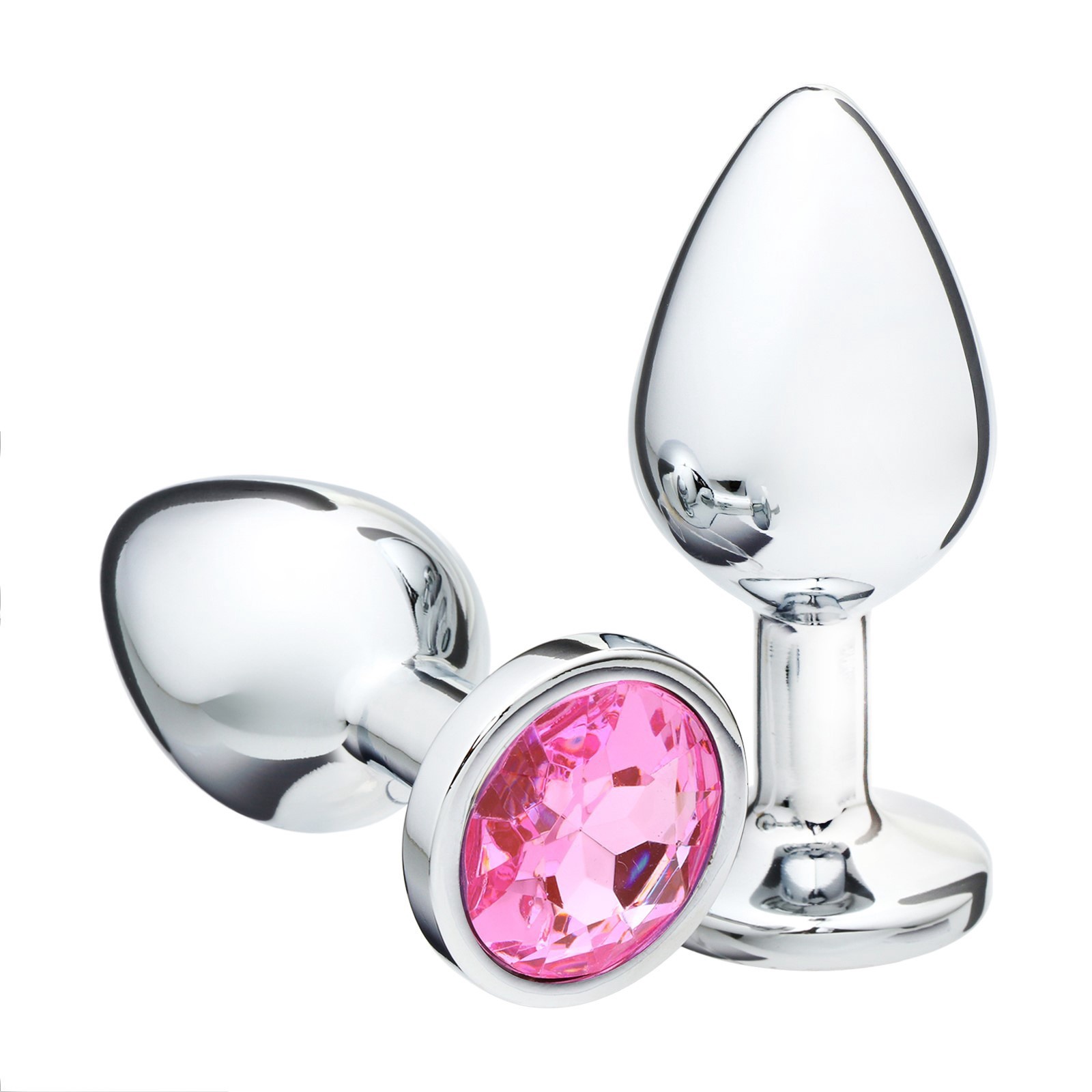 анальная пробка серебряная, кристалл розовый, d = 34 мм в Краснодаре