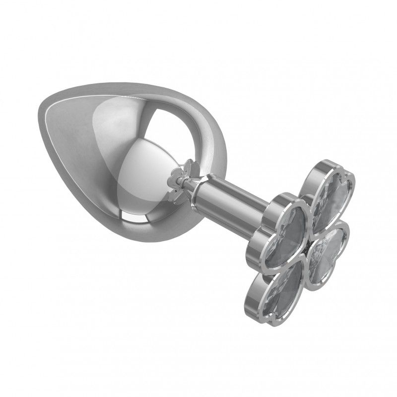 анальная втулка silver большая с розовым кристаллом "клевер" в Краснодаре