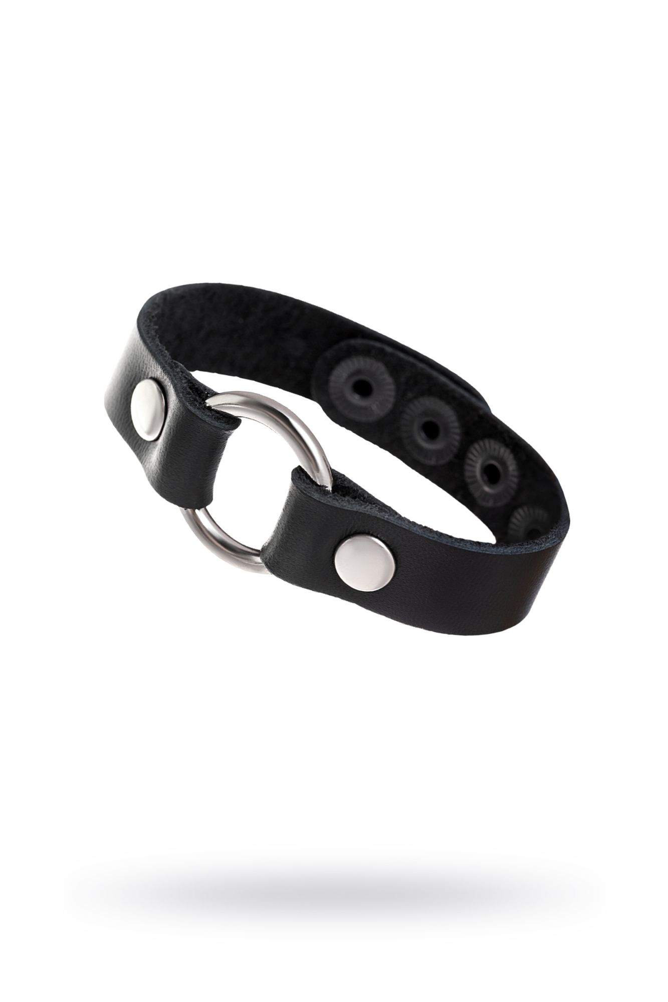 Браслет Штучки-Дрючки с кольцом, кожанный, черный