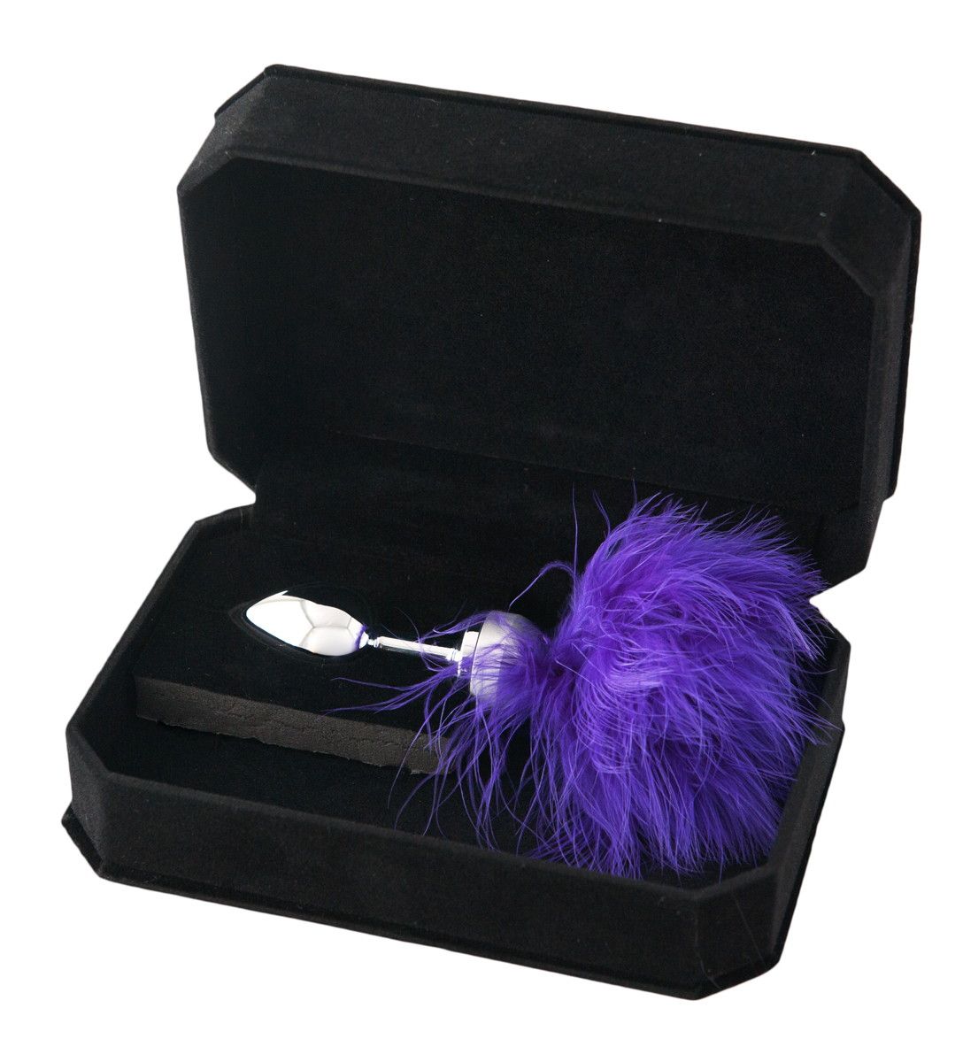 анальная втулка metal by toyfa, металл, серебряная, с фиолетовой опушкой, 17 см, ø 2,9 см, 165 г в Краснодаре