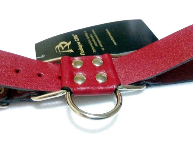 наручники декоративные ременные с полукольцом подиум 3 см, красные в Краснодаре