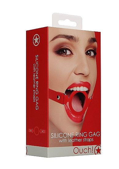 кляп-кольцо с кожанными ремешками  silicone ring gag - with leather straps в Краснодаре