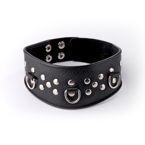 ошейник кожаный черный с велюровой подкладкой 3115-1 в Краснодаре